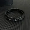 Bracelets de charme Street Bracelet de perles de pierre volcanique Personnalité Tendance Multi-couche Corde en cuir tressée pour hommes