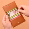 Jewelry Pouches Multi Card Slot Holder Wallet Women Men Ultra-Thin Simple Solid Color Bank Compact Leather Bag Gift