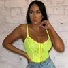 Kadın Tulumları Yükselen Omsj Est Kadın Neon Yeşil Turuncu Çizgili Dantel Bodysuit Sheer Seksi Çiçek Nakamı Playsuit Night Out Out Kıyafetler Parti 230403