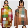 Scarves Men and Women General Style Cashmere Scarf Blanket Womens Colorf Plaid Tzitzit Imitation 220107 Drop Delivery 2022 Fashion AcFJ6C