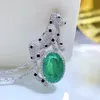 Leopard Emerald Diamond Pendant 100% Real 925 Sterling Silver Party Wedding Pendenti Collana per donna Uomo Gioielli di fidanzamento