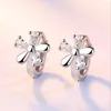 Hoop Earrings Fashion Child 925 Sterling Silver CZ Plum Blossom Flower For Women Girl Piercing Huggie Earring Oorbellen