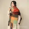 Foulards 2023 Nouvelle écharpe chaude arc-en-ciel châle à carreaux long automne et hiver mohair1n1b