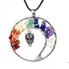 Pendentif Colliers Arbre de vie Hibou 7 Chakra Cristal Collier en pierre naturelle Pendentif Femmes Colliers Bijoux de mode Will et Drop Deliv Dhf1R