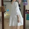 Robes décontractées robe blanche femmes Kawaii nœud Mini été Style Preppy mignon Harajuku tenues Vintage surdimensionné Streetwear décontracté