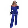 Designer Jumpsuits Women Long Sleeve Rompers Fall Winter Clothes Casual Slash Jumpsuits with pockets Fashion One Piece Outfits Overalls Cargo Pants