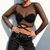 Koszulka damska seksowna siatka GOTH DŁUGO SKRITA KOBIETA WEWNĘKOWA PRZEWODNIENIE PRZEZ FISHNET TOPS LETNE SHIRT SHIRT STREETWEAR 230403