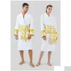 Basic Casual Dresses Mens Luxury Classic Cotton Bathrobe Men And Women Brand Sleepwear Kimono Warm Bath Robes Home Wear Unisex Bat Dhtj6