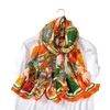 Sarongs European and American winter new imitation cotton and linen scarf female orange WO warm scarf beh towel shawl silk scarf P230403