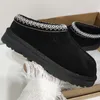 Tazz Slippers Tasman Australië mosterdzaad Kastanjebont Slippers Schapenvacht Klassiek Ultra Mini Platform Boot Winter Dames Heren Instappers Suède Bovenwerk Wol Herfst GS3