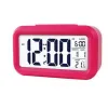 5 Colors Plastic Mute Alarm Clock LCD Smart Temperature Cute Photosensitive Bedside Digital Alarm Clocks Snooze Nightlight Calendar