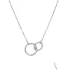 Pendant Necklaces Stainless Steel Simple Elegant Choker Necklace Infinity Double Circles Ring Drop Delivery Jewelry Necklaces Pendants Dhi7R