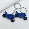 سلاسل المفاتيح Punk Men's Alloy Pendant Keychain Blue Simulation Toy Motorcycle Toy for Boys School Bag Festival Gift Wholesale