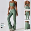 Yoga Luemon Algin Woman Suit Women Fitness Bell Bottom Flares Leggings Sports Bra Set Rib Fabric Women Workout Dance Running Casual Lulemom Sportswear