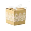 Emballage cadeau Boîte à bonbons rustique et dentelle Boîtes en papier kraft Boîtes à biscuits élégantes Emballage de biscuits Décoration d'événements de fête de mariage