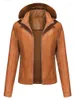 Veste en cuir pour femme, fausse veste, automne-hiver, mode motard, sweat à capuche avec fermeture éclair, manteau, grande taille, décontracté, Pu, vêtements d'extérieur, 2023