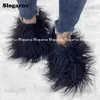 New Mongolian Slides women Long Slippers Woman Winter Plush Warm Shoes Outdoor Indoor Flats Girls Luxury Furry Faux Fur T231104