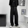 Men's Pants Trousers Streetwear Casual Style Leg Harajuku Wide Soild Korean Belt Oversize Fashion For With White Men's Color Men