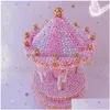 Decorative Objects Figurines Sparkling Carousel Music Box Merrygoround All Rhinestone Figurine Home Dec Dh5Ga