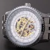 新しいJaragar Relojes Watchesトップブランドメンズクラシックステンレススチールセルフウィンドスケルトンメカニカルウォッチファッションクロスwristwatch302f