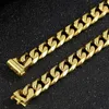 Chains 18K Gold Plated Chunky Miami Cuban Link Chain For Men 10MM Width Stainless Steel Curb Necklace Choker Hiphop Jewelry