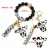 Key Lanyards Fashion Silicone Cursive Cow Bead Bracelet Wood Disk Bracelet Cow Tassel Ox Head Wrist Key Ring Accessory FY3450 tt0331 240303