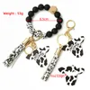 Personalized Leather Keychain Pendant Beech Cow Bead Bracelet Wood Disk Bracelet Cow Tassel Ox Head Wrist Key Ring Charm Pendant Accessory Fy3450 Tt0331 407