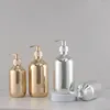 Opslagflessen vloeistof zeep badkamer keuken shampoo fles goud chroom plastic body wash dispensers hand