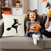 Oreiller imprimé numérique Halloween sorcière Silhouette lin maison noyau non inclus taie d'oreiller en soie cheveux bouclés