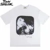 Mens Tshirts Streetwear Tshirt Men hip Hop illusion flicka bokstäver tryck t shirt harajuku bomull casual sommar kort ärm tshirt svart 230404