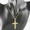 Colares pendentes foromança - ouro amarelo banhado 18 "ou 24" colarpejesus cruzar deus com corda inserida pingente inserida/