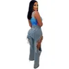 2024 Designer Baggy Ripped Jeans Femmes Mode Lâche Large Jambe Taille Haute Pantalon Droit Y2K Lavé Bleu Denim Pantalon En Vrac Gros Vêtements Streetwear 9646