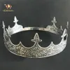 Eseres King Crown for Man Hela runda justerbara forntida silver Tiara Bröllopshårtillbehör D19011103247H