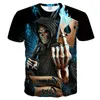 T-shirt da uomo 2023 Uomo Estate Skull Poker Stampa T-shirt da uomo a maniche corte Camicia 3D Casual Traspirante Taglie forti