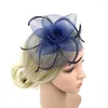 Fermagli per capelli Fashion Handmade Lady Women Fascinator Bow Clip Copricapo Piuma di pizzo Mini cappello Accessori per feste di matrimonio 10 colori