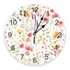 Wall Clocks Watercolor Floral Rustic Vintage Clock Silent Digital For Home Bedroom Kitchen Decoration Hanging Watch