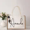 Bolsas de compras Praia de praia personalizada Tote personalizada Bridesmaid Bachelorette Party Party Girls Trip Gifts Texune Jute Shopper 230404