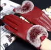 Vijf vingers handschoenen 2023 Screentouch lederen vrouwelijke winter mooie rex fur echte lambskine -skin schapenvacht echte wanten