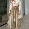 Zweiteiliges Damen-Hosen-Design, aushöhlen, Bindehemden, Rüschen, weites Bein, Damenanzug, modische Streetwear-Outfits, sexy Boho-Hemd, 2-teiliges Set