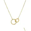 Colares de pingente de aço inoxidável simples elegante gargantilha colar infinito círculos duplos anel gota entrega jóias colares pingentes dhi7r