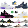 Jumpman 4 4s Basketballschuhe, Turnschuhe, Outdoor-Damen, lebendiger Schwefel, Lila, Oreo, schwarze Katze, Gelb, Rosa, Donner, J4, schwarze Katze, Denim, Kieferngrün, Sporttrainer für Herren und Damen