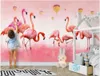 Wallpapers Benutzerdefinierte Wandbild PO 3D Wallpaper Moderne Einfache Flamingo Federn Zimmer Malerei Wandmalereien Für 3 D