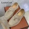 Jurk Schoenen Zomer Lopen Vrouwen Loafers Zwart Suede Comfortabele Slip Op Platte Metalen Slot Kwastje Causale Mocassin Echt Leer 230404