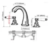 Badkamer wastafel kranen olie-gerubbeerde brons twee keramische hendel knop wijdverbreide bassin kraan en koud water tapdek gemonteerd 3 gat dhg062