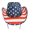 Chapeau de cowboy rayé étoile pour hommes et femmes, drapeau américain Jazz USA, chapeau ourlé de campagne à la mode, personnalité