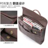 Briefcases Spring 2023 Crazy Horse Leather Official Bag Large Capacity Men's Handbag Personality Sedate Business Briefcase W107
