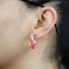 Boucles d'oreilles créoles en émail coloré pour femmes, pavées de 5 couleurs torsadées, zircone 5A, or, bijoux à la mode, cadeaux de fête