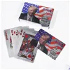 Party Favor Trump imperméable à l'eau Gold Sier Cartes à jouer Jeu de poker en plastique Drop Livraison Maison Jardin Fournitures de fête Événement Dhdqw Dhyt3
