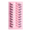 Falska ögonfransar 10Pair Curly Half Lashes Soft Strip Presentlåda för vuxna Kvinnliga ögonmakeup Hushåll