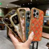 Stylish leather designer phone Case iPhone 15Pro max 14 15 PLUS Case 11 12 14 Promax 13 13Pro 13Promax 11 XSMAX X XS 7 8 7P 8P case electroplated gold border